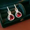 Pendientes de aro con Zircón de Aguja de Plata en forma de Calabaza y Gota de Agua, Pendientes de Lujo Ligero Estilo Palacio Retro, Pendientes Versátiles de Gama Alta