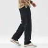 Pantalones Pesados Hanska para Hombre Invierno con Forro Polar Gruesos de Marca Moderna Sueltos Deportivos con Cordón Rectos Negros para Piso