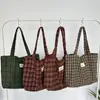 Nuevo Bolso de Hombro de Lana Otoño e Invierno, Bolso Tote Versátil de Alta Calidad, Bolso Cuadros Moderno para Estudiantes, Clases y Viajes