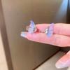 Hermoso Dream Morado Mariposa Diamante Brillante Borla Clip para Oreja Mujeres Dulce Temperamento Clip para Cartílago de Oreja sin Agujeros en las Orejas Celebridad de Internet Explosiones