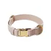 Collar para mascotas rosa de cuero genuino, superventas transfronterizo, con hebilla dorada ajustable y anilla en D para cachorros y perros pequeños, accesorios para pasear mascotas