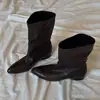 Versión de Piel de Oveja ~ Elegantes Retro Francesas, Punta Fina Versátil, Tacón Alto, Aspecto Adelgazante, Diseño Sencillo, Botas de Caballero para Mujer