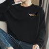 Camiseta de manga larga de algodón pesado americano de 260 g para hombre, cuello redondo interior, camiseta interior, moderna, negra, de algodón, para otoño