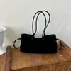 Bolso de gamuza para mujer estilo coreano de otoño e invierno, bolso de mano retro simple para el antebrazo, bolso de hombro tote casual de gran capacidad