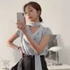 Camiseta de Cuello Alto sin Mangas Fina Semitransparente Versátil Elegante Estilo Nuevo Dongdaemun Coreano Transfronterizo con Cuello Bufanda de Cinta