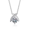 Collar colgante de plata de ley s925 con moissanita de 1 quilate color D para mujer, colgante de collar de moissanita en forma de corazón chapado en platino, amor