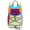Nova mochila transfronteiriça estilo floresta, com cores frescas e doces em blocos, para estudantes do sexo feminino, leve e versátil, mochila para esportes ao ar livre