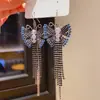 Pendientes Retro Accesibles de Lujo con Diamantes de Zirconia y Borlas de Mariposa, Estilo Palacio Europeo y Americano, Elegantes de Nicho de Alta Gama