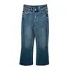 ¡Favorecedor! ¡Compra sin dudar! Jeans azules de microcampana para mujer, otoño, elasticidad en cuatro direcciones, tiro alto, corte holgado, pantalones de largo hasta el suelo