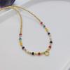 Ins Nicho Estilo Étnico Europeu e Americano Miçangas Coloridas de Arroz Combina com Tudo Miçangas Banhadas a Ouro Cobre 18K Tecidas Colar de Miçangas com 26 Letras para Mulheres