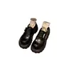 Versão em Couro de Mocassins Slip-On Estilo College com Fivela Quadrada, Salto Plataforma Grosso e Couro Genuíno para Mulheres