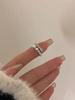 Zircon Pearl redondo anel aberto estilo francês luz de luxo de alta qualidade anel de dedo indicador nicho temperamento anel de moda estilo coreano