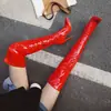 Botas altas de charol con punta fina para mujer, para otoño e invierno, transfronterizas, botas Martin con tacón de aguja y lentejuelas, cremallera lateral ligera, botas de tacón alto para mujer europeas y americanas