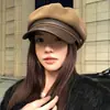 Sombrero Octagonal Vintage para Mujer, Sombrero Pequeño Adelgazante para Otoño e Invierno, Cálido y Elegante, Boina Artística de Pico de Pato, Sombrero de Pintor