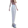 Calça Jeans Branca Feminina Outono Fina 2024 Nova Cintura Alta Harem Cropped Cenoura Solta Torre Calças