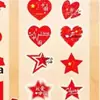 Adesivos de bandeira vermelha, adesivos de bandeira nacional, adesivos faciais de bandeira vermelha com cinco estrelas para crianças, à prova d'água, para meninos e meninas, adesivos de coração "Eu amo a China", adesivos patrióticos