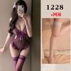 Shimeisha: Lingerie Sexy para Mulheres, Uniforme de Puro Desejo, Cinta-liga de Renda, Camisola de Tela, Abertura, Traje Sexy Roxo Tentador
