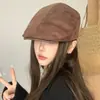 Gorra de gamuza estilo británico para primavera y otoño, hace que la cara se vea más pequeña, versátil para parejas, gorra de boina reversible