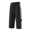 Calça de Verão Masculina Plus Size M-XL, Seda Gelada, Cropped, Nylon Elastano Alta Elasticidade, Casual, Respirável, Perfurada, Calça Esportiva