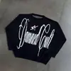Estilo Novo Outono e Inverno Moda de Rua Retrô Punk Criativo Padrão de Gancho de Letra Suéter de Gola Redonda Quente Solto