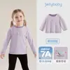 [Série Oasis Antibacteriana] Camiseta Manga Longa Gola Redonda para Meninas Roupa de Outono Top Color Block Estampado para Meninos Camisa Base Infantil