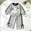 Ropa de Primavera y Otoño para Niñas, Elegante Sudadera de Cuello Redondo y Conjunto de Pantalones Casuales, Lindo Conjunto Deportivo de Dibujos Animados para Niños