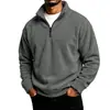 Estilo Americano Transfronterizo Nuevo Venta Caliente Polar Color Sólido Cuello Alto Cremallera Chaqueta Casual Holgada de Moda Ropa para Hombre Sudadera con Capucha