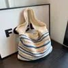 Bolso de Punto Rayado para Mujer 2026 Nuevo de Moda Casual Estilo Bolso de Hombro Tejido Hueco Simple Versátil Mochila