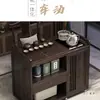 Mesa de Chá Pequena Móvel, Mesa de Chá Doméstica, Carrinho de Chá em Madeira Maciça, Bule de Água, Armário de Chá Integrado, Mesa Lateral de Chá com Rodas, Bandeja de Chá Kung Fu