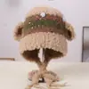 Moda Otoño e Invierno Nueva Cara que Muestra Bola Pequeña de Pelo Decoración para Orejas Lindo Sombrero de Felpa Color Contrastante Lindo Versátil Sombrero Protector de Orejas