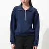 CANVAUS Nuevo Sudadera con Cremallera Casual Estilo Academia para Mujer Otoño e Invierno Cuello Polo Bordado Holgada Manga Larga Color Sólido
