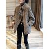 Abrigo de Piel de Partículas Marrones para Mujer Talla Grande Elegante Moda Forrado de Felpa Top Otoño e Invierno 2023 Nueva Estación Europea