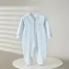 Macacão de bebê Março - 18 de Agosto Primavera e Outono Shiru Algodão Macacão de bebê com botão Chapéu-camisa Macacão para recém-nascido Roupa íntima