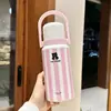 Copo Térmico para Meninas Alto Valor Estudante Grande Capacidade Copo de Isolamento Frio Garrafa de Água Portátil Canudo Duplo para Bebida Copo de Água Infantil