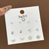 Set Semanal de Pendientes de Nicho Estilo Coreano, Pendientes Lindos y Compactos de Aleación Electroplateada con Pedrería, Venta al por Mayor