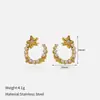 Pendientes de Acero de Titanio con Diseño de Nicho Oro Real de 18 Quilates Nuevos Pendientes de Estrella de Cinco Puntas Pendientes de Estrella en Forma de C a la Moda Pendientes