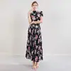 Estação Independente da Amazon Comércio Exterior Transfronteiriço Novo Produto Primavera e Verão Top Floral Saia Plissada Moda Conjunto de Duas Peças para Mulheres