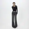 Transfronterizo Otoño 2026 Nuevo Retro Americano Cintura Baja Ajuste Delgado Versátil Otoño-Invierno Jeans de Pierna Ancha Ligera para Mujer