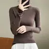 Otoño/Invierno 2026 Estilo Coreano Suéter de Punto de Manga Larga Cuello Alto para Mujer Capa Interior de Lana Suéter Ajustado Capa Base Suéter Delgado