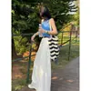 Camisola de Punto Versátil de Moda para Mujer, Verano Ajustado, Cobertura Lateral del Pecho, Top Básico, Ropa Exterior, Estilo Americano, Camiseta de Tirantes Racerback Chica Picante