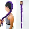 Trenzas de peluca para cosplay de bruja, trenzas moradas de 70 cm de largo, cabello artificial, coleta con pinza de garra, añade volumen