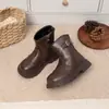 Botas Martin para Niña Otoño Invierno Moda Suela Suave Botines Versátiles Botines con Hebilla Metálica para Niños Botas de Cuero Simples Forradas de Felpa para Niño