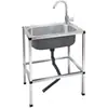 Fregadero de cocina de acero inoxidable, de un solo seno, con juego de soporte, tamaño grande.