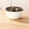 Tazón para Fideos Instantáneos de Acero Inoxidable 304 con Tapa, Tazón Drenable Estilo Japonés, Venta al por Mayor para Cantinas de Residencias Estudiantiles