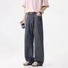 Pantalones de pierna ancha estilo Old Money para hombre 2026, Jeans de mezclilla cruda de pierna recta, holgados, casuales de verano