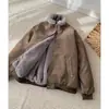 Casaco de Algodão com Pele de Vison Bicolor e Couro PU, Estilo Old Money, Acolchoado e Forrado com Lã, Jaqueta de Inverno Quente para Homem