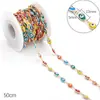 Corrente de Contas Gota de Óleo de Aço Inoxidável Titânio Aço Feito à Mão DIY Corrente Joias Vidro de Cristal Contas Margarida Corrente de Extensão Acessórios