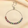 Pulseira Retangular Colorida com Zircônia, de Alta Qualidade, Estilo Luxo Acessível, Europeia e Americana, Pulseira Popular Multicolorida para Mulheres