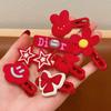 Horquilla infantil de Año Nuevo Pinza para flequillo de bebé de Año Nuevo pinza para pelo suelto tocado rojo para niña pequeña festivo de dibujos animados pinza lateral