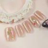 30 Peças de Arte para Unhas Usáveis Estreladas Rosa Gato Olho Deslumbrantes Transfronteiriças, Coleção de Unhas Postiças Removíveis